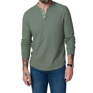 NEW JOE'S JEANS dwight double face henley long sleeve sweatshirt in agave